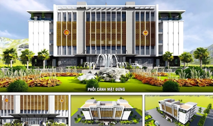 Phối cảnh dự án trụ sở hành chính huyện Con Cuông. Ảnh: Hùng Lê