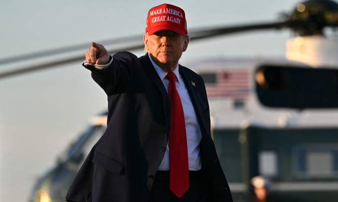 Tổng thống Mỹ Donald Trump tại căn cứ Andrews ởbang Maryland hôm 28/2. Ảnh: AFP
