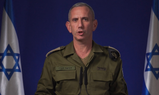 Phát ngôn viên IDF Daniel Hagari trong video IDF công bố tháng 10/2024. Ảnh: AFP