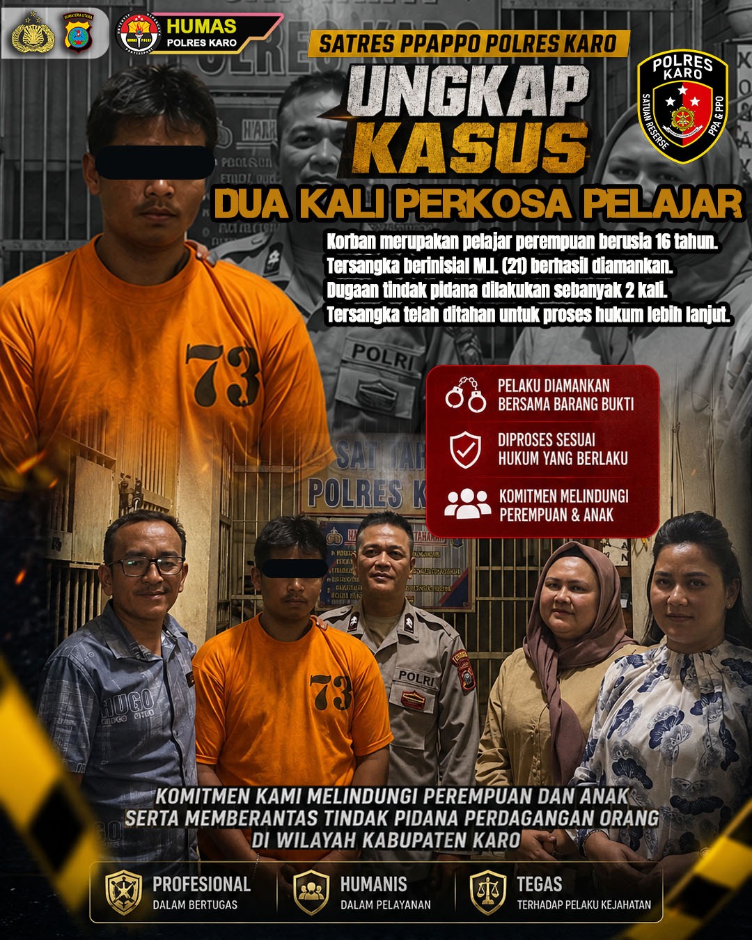 lobangpipis Dua Kali Perkosa Pelajar, Satres PPAPPO Polres Karo Ringkus Pemuda